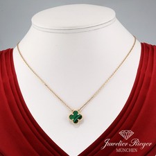 Collana Van Cleef & Arpels vintage Alhambra oro giallo 750 malachite 2021 collana