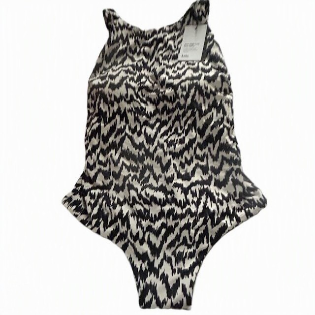 NEW Knix High Low One Piece Leakproof Swimsuit Sz L Animal Print Black White