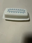 Pyrex Vintage Snowflake Garland Blue Covered Butter Dish & Lid #72-B Excellent