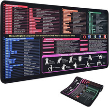 Excel Matte Deutsch Mousepad XXL 30x80 cm, Exel Mauspad Deutsch mit Naturkautsch