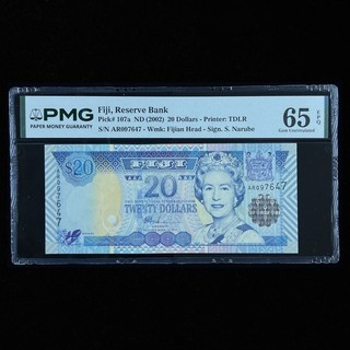 2002 Fiji Reserve Bank 20 Dollars Pick#107a PMG 65 EPQ Gem UNC