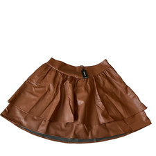 Express Faux Leather Skirt Womens Size M Brown Layered Stretch Side Zip Lined
