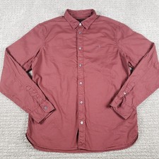 AllSaints Shirt Mens L Red Burgundy Hawthorne Ramskull Button Down Causual