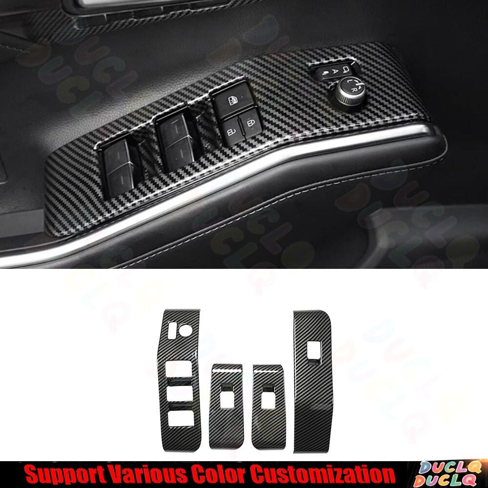 Glass Window Lift Switch Panel Trim For Toyota Highlander 20-24 Carbon Fiber ABS