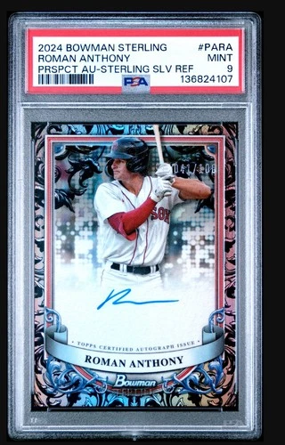 2024 Bowman Sterling Roman Anthony  Auto Silver Refractor /100 RC PSA 9 RED SOX