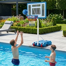 Pool Basketball Hoop w/32" Shatterproof Backboard, 3.3-3.9 FT Adjustable Height