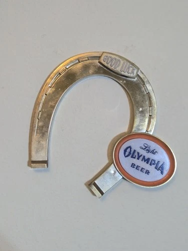 Vintage Olympia Beer Good Luck Horseshoe Bar Sign | Light Olympia Brewing