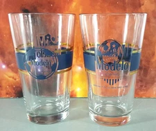 MODELO ESPECIAL BEER THE BEAUTIFUL GAME SOCCER PINT GLASS LOT 2 BAR MANCAVE NEW