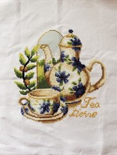 Handmade cross stitch finished cross stitch completed no frame-Tea