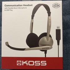 KOSS HEADPHONES CS-100 USB Communication Headset Flexible Boom Microphone NEW