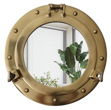 12inch Nautical Decor Porthole Wall Mirror, Polished Brass, Mirror for Home, ...
