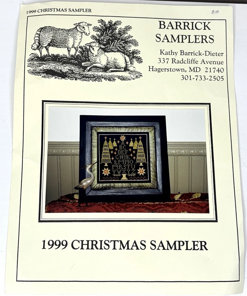 Barrick Samplers 1999 Christmas Sampler Cross Stitch Pattern Fabric Floss VTG - Image 3 of 4