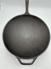 Vintage Lodge Cast Iron Skillet Stir Fry Wok 13" dia, Long Handle Gently Loved