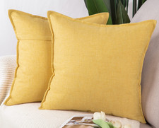 MADIZZ Set of 2 Linen Throw Pillow Covers 20x20 Inch Yellow Soft Decorative Cush