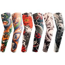 YARIEW Tattoo Sleeves for Men, 6Pcs Fake Tattoos Sleeves to Cover Arms Sun Prote