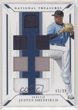 2019 National Treasures Game Gear Material Sevens 53/99 Justus Sheffield 9su