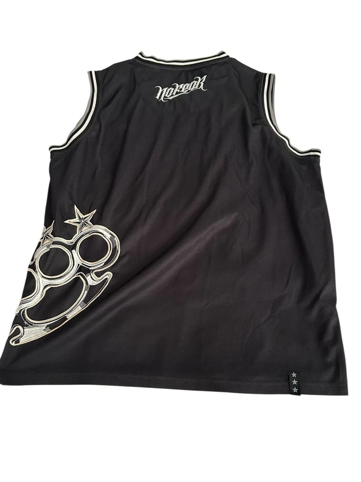 No Fear Men's Y2K Sleeveless Jersey 2XL Blk/Grey Script Spell-Out Brass Knuckles - Image 2 of 4