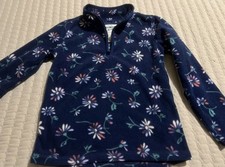 OshKosh B'gosh Girls Navy Floral Fleece 1/4 Zip Pullover Size 5