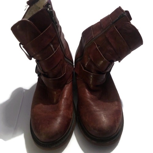 Frye Valerie Strappy Shearling Leather Boots in Cognac Size 6.5B - Picture 2 of 10