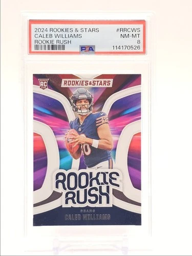 CALEB WILLIAMS 2024 ROOKIES & STARS ROOKIE RUSH BEARS RC PSA 8 Q5677