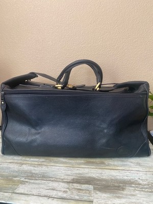 Authentic Vintage Gucci Black Leather Duffel Weekender Bag Italy COA w/FLAWS
