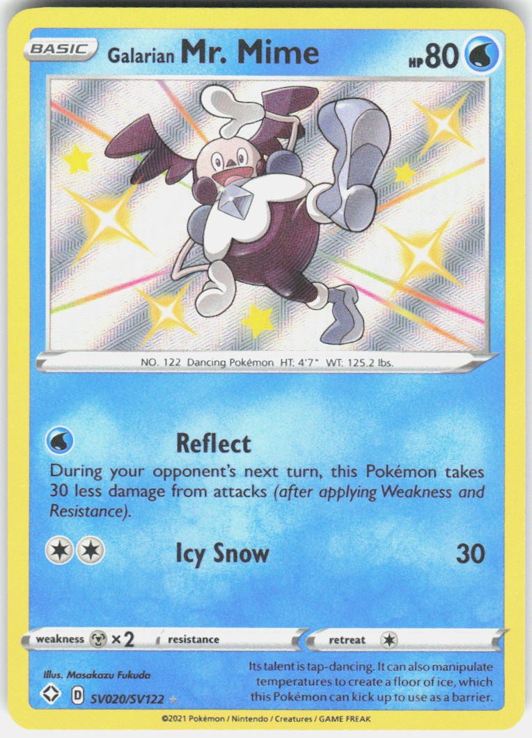 Galarian Mr. Mime SV020/SV122 Shining Fates Shiny Vault Pokemon Holo NM