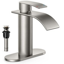 Forious Single Hole Centerset Waterfall Bathroom Faucet Brushed Nickel WB-0305BN