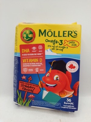 MOLLER S Omega-3 Jelly Fish 36  Strawberry Flavored Gummies Each 2/27