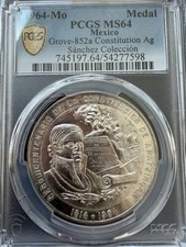 Medalla México 1964 Grove-852a Constitución Apatzingana 150ª graduación profesional MS64