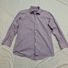 English Laundry Mens Purple Plaid Dress Shirt 16.5 Neck 32/33 Long Sleeve