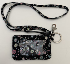 2 PC Vera Bradley Botanical Ditsy Lanyard  Zip ID Case Key Ring Work School GUC