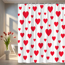 Stylish Red Heart Shower Curtain for Fun Bathroom Decor
