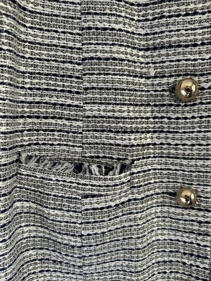 Abrigo Sail To Sable Dama Grande Azul Marino Blanco Dorado Metálico Preppy Elegante Flecos Foto 4 de 4