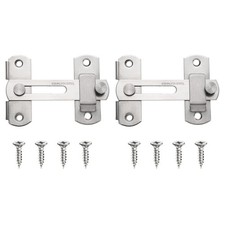 2-Pack Flip Latch Gate Latch, 4" Flip Sliding Barn Door Lock Brushed Silver