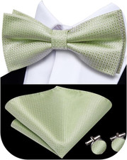 Bow Ties for Men Pre-Tied Pocket Square with Cufflinks Mens Bowtie Sets for Wedd