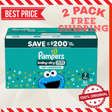  2 PACK Pampers Baby Dry Baby Diapers,Size 7, 86 Count