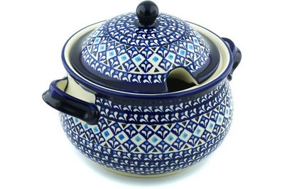 Polish Pottery Tureen 101 oz Blue Diamond Dream-Artisanimports|15341