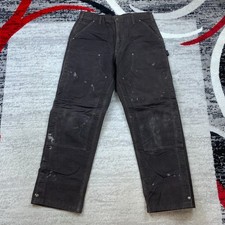 VTG Carhartt B194 Duck Canvas Double Knee Pants 36 Brown Quilted Insulated 36x32