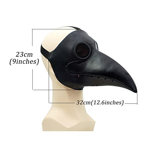 PartyHop Plague Doctor Mask, Black Bird Beak Steampunk Gas Costume, for Kid and - Picture 3 of 5