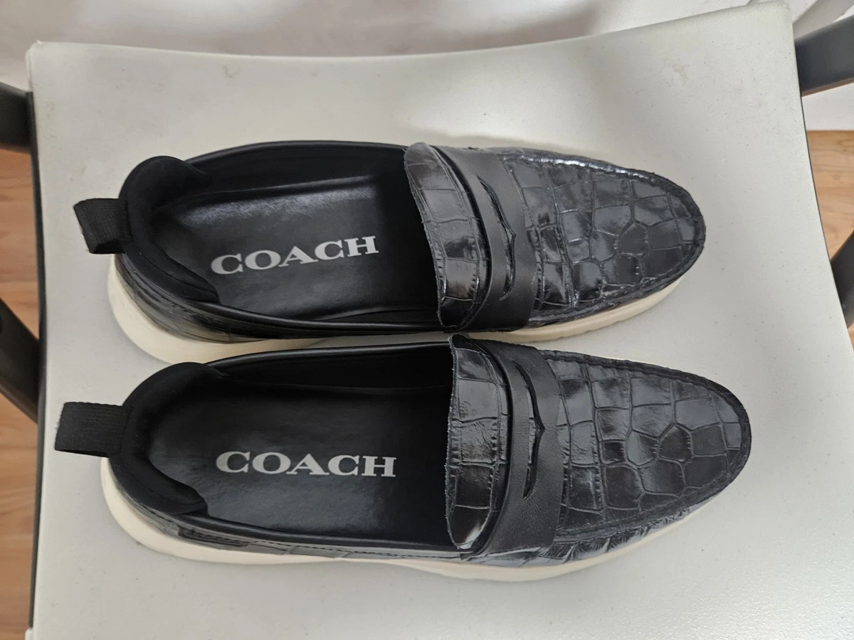 Coach Mens Black Pebbled Leather Penny Loafers Size 12 New in Box COACH Men main image 3
