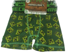 New Boys size 4 XS Minecraft Athletic Boxer Briefs Mesh 3 Pack Green