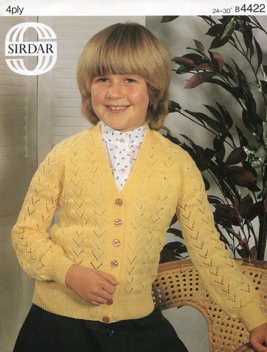 Sirdar 4422 Child Lace Cardigan 4ply 24-30