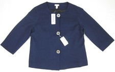 Chico s Mandy Texture Button Jacket Sz 1 MEDIUM 8 Astral Aura Blue
