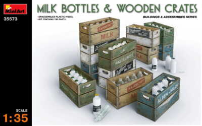 MINIART 35573 1:35 MILK BOTTLES & WOODEN CRATES Plastic Model Kit