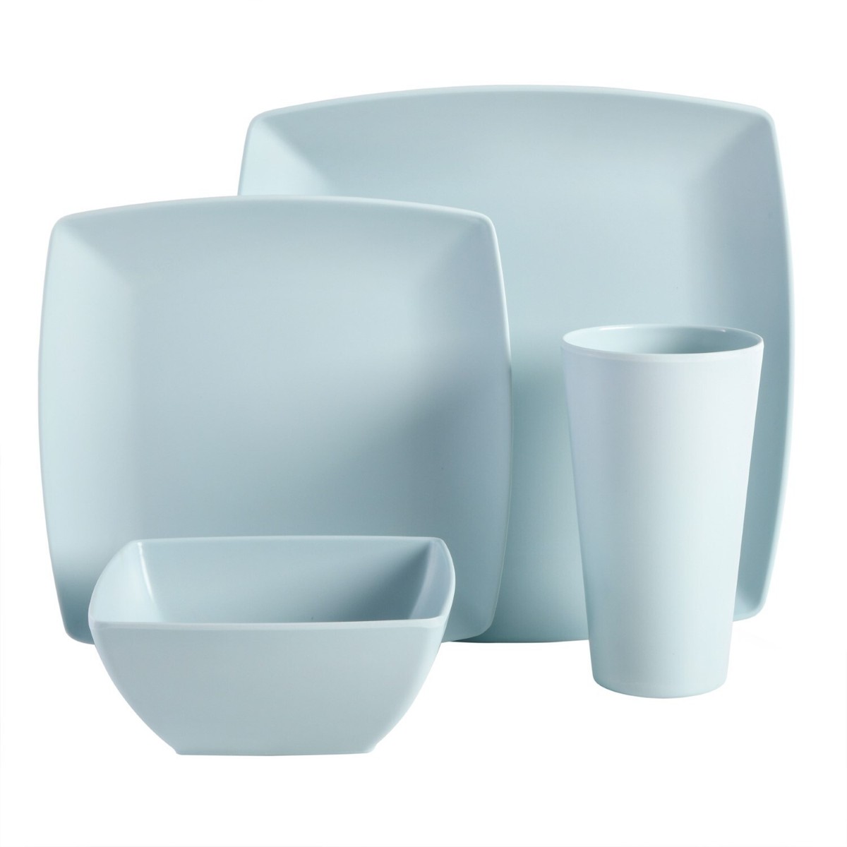 Gibson Home Soho Grayson 16-Piece Square Melamine Dinnerware Set