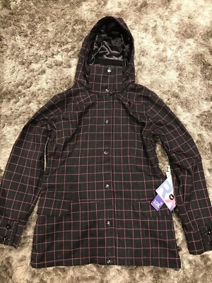Roxy Runaway Snowboard Jacket Black/Pink Plaid Large