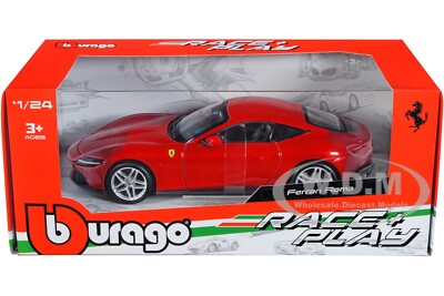 FERRARI ROMA RED METALLIC 1/24 DIECAST MODEL CAR BY BBURAGO 26029