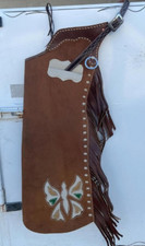 Cowboy Chaps Vintage style Handmade Western Fringe Leather Pants Riding Chaps