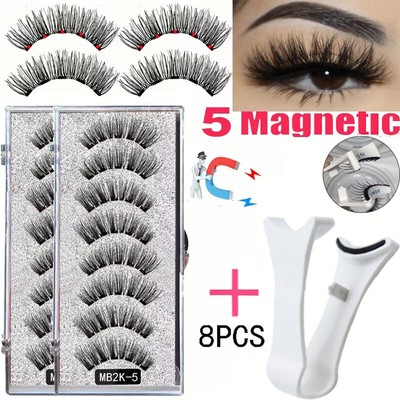 Reusable Natural Magnetic Eyelashes with Applicator No Glue Needed Lashes Kit US
