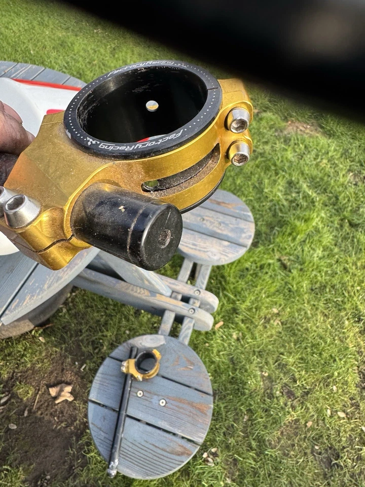 Motorcycle Clip On Bars 45mm Fork Gold Universal Aluminium Pair With Bar Ends - Image 4 of 4